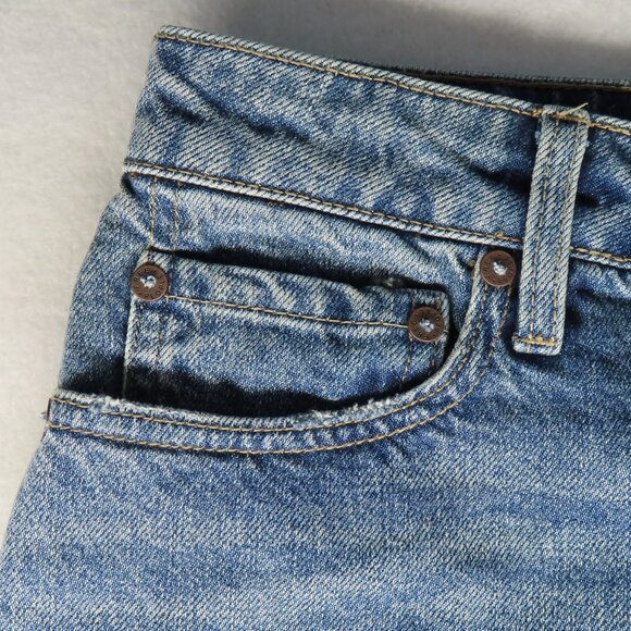 We the Free Zip it Up Denim Mini Skirt Distressed Frayed Raw Hem Blue Size 28 - Picture 4 of 12